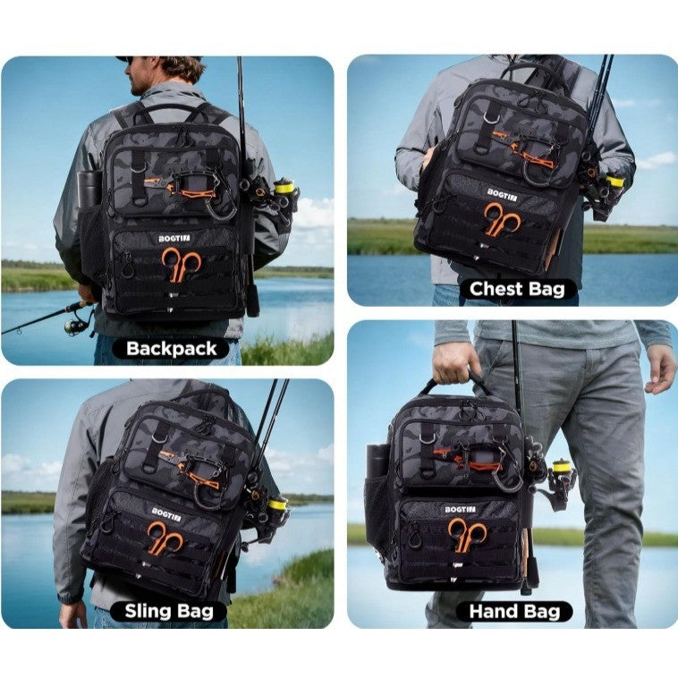 New Tactical Fishing MOLLE Backpack Sling Shoulder Handle Black Camo Utility Bag
