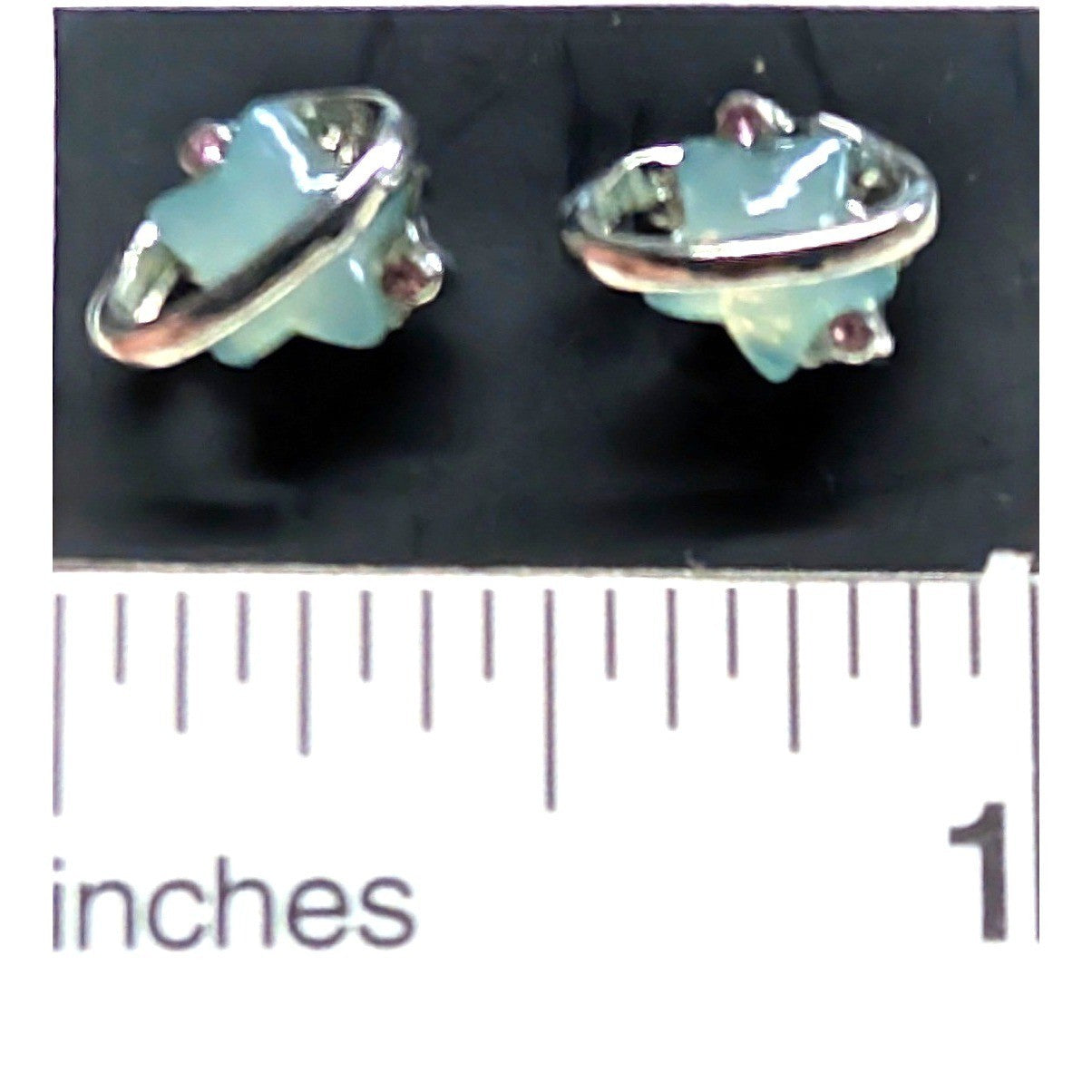 Vtg New Star Planet Stud Earrings SilverTone Celestial Saturn Galaxy Rhinestones