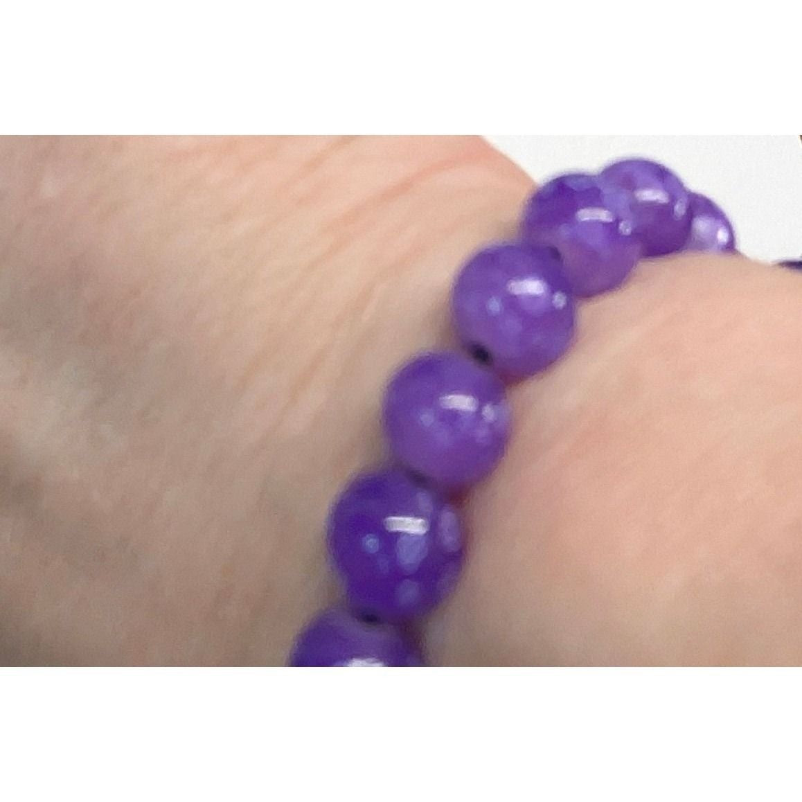 New Agate Bead Stretch Prayer Bracelet Purple Round Polished Boho Religious