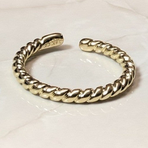 New 14K Gold GF Filled Twisted Rope Open Finger Toe Midi Ring Size 3.75 Stacking