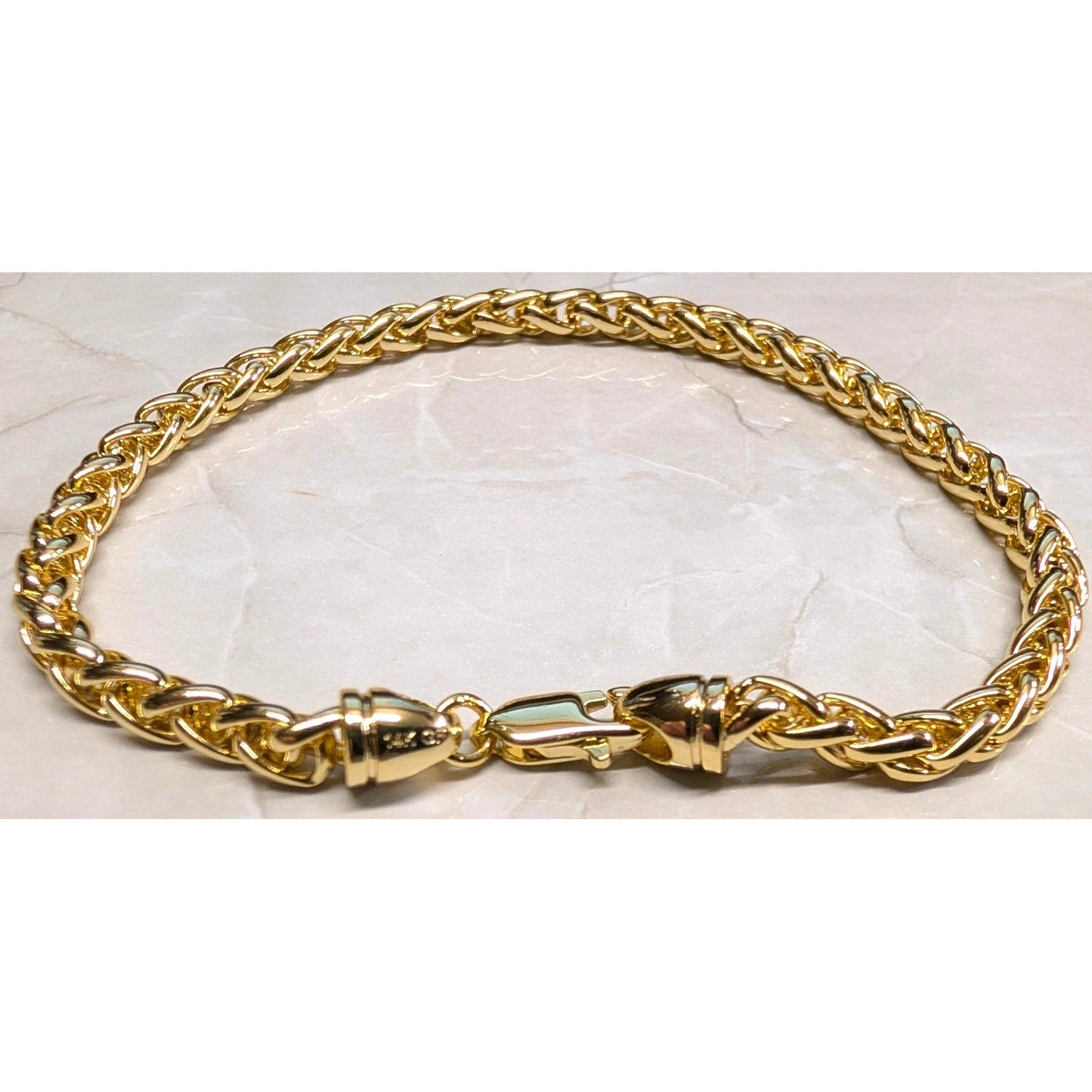 New 14K GF Gold Filled Wheat Chain Bracelet 7.25" Franco Link Lobster Claw Clasp