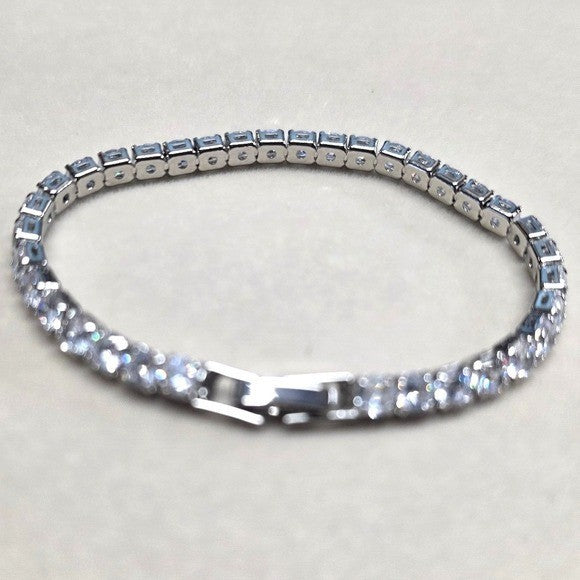New Tennis Bracelet 7.5 in Silver Plated Round Cut 5A AAAAA CZ Cubic Zirconia