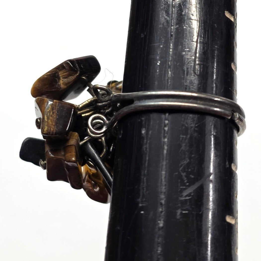 Vintage Tigers Eye Black Chip CHa CHa Stone Cluster Statement Ring 7 Brown Black