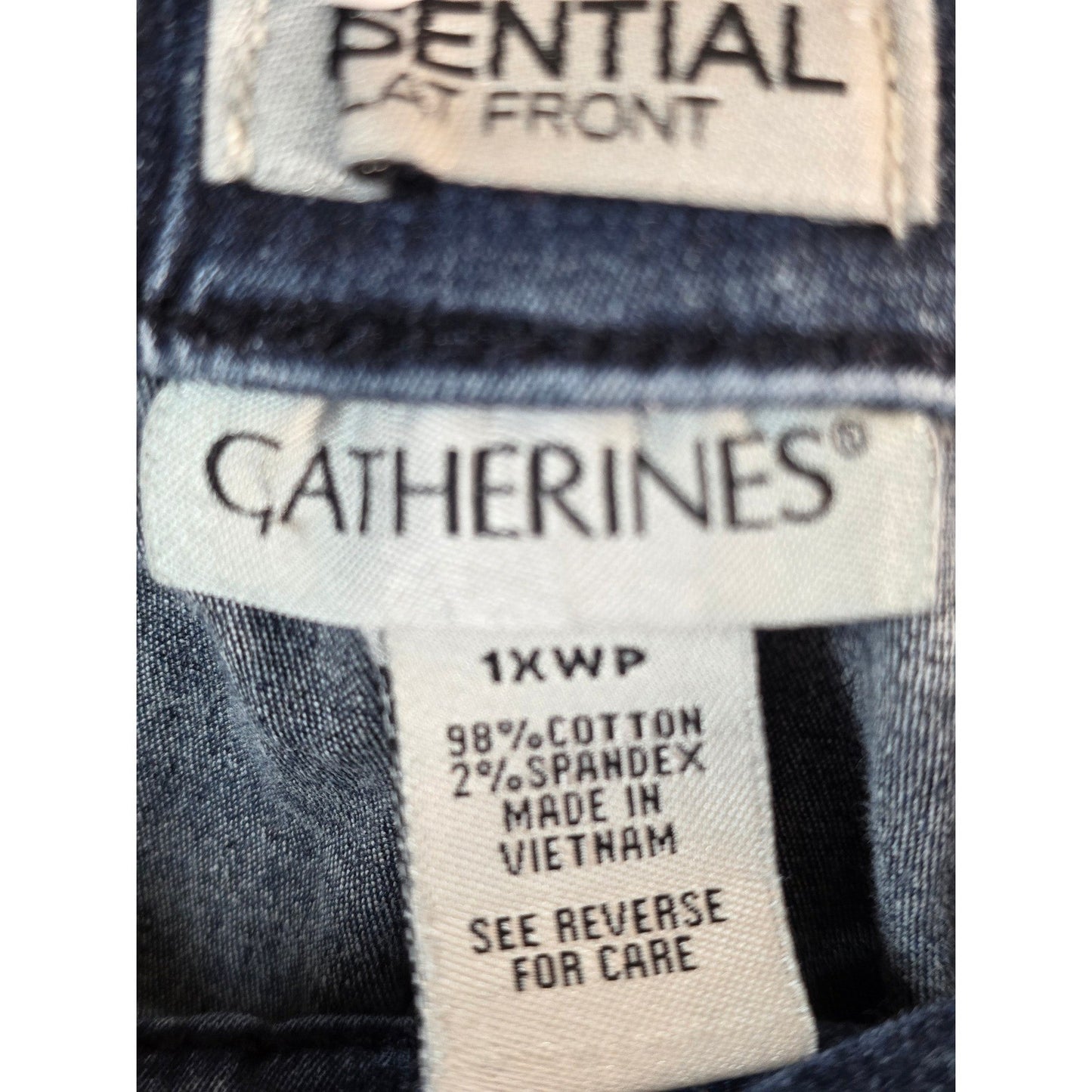 Catherines Essential Flat Front Jeans 1XWP 1X W P Petite Denim Pull On POckets
