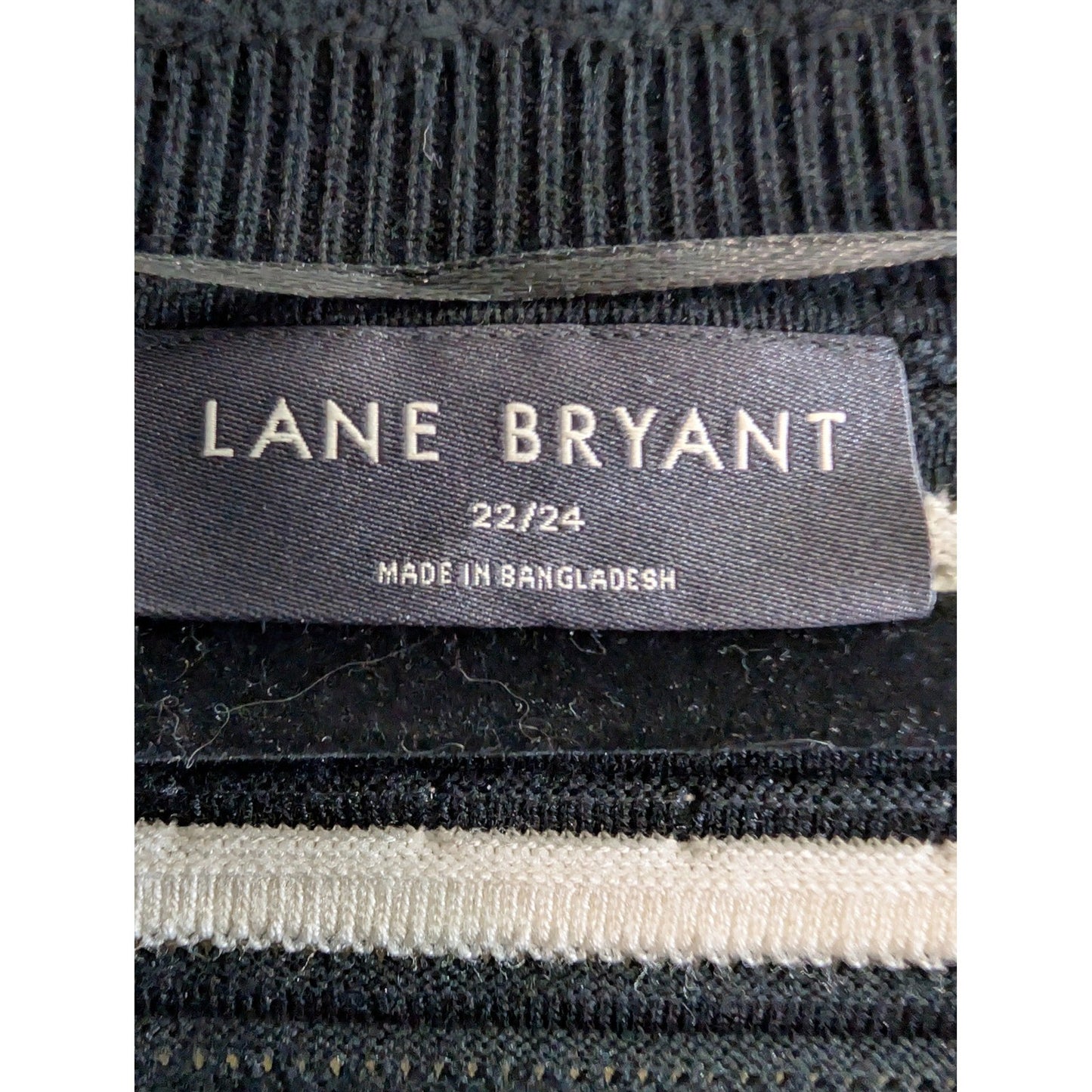 Lane Bryant Top Sweater Plus Size 22/24 22 24 Black White Striped Knit Textured