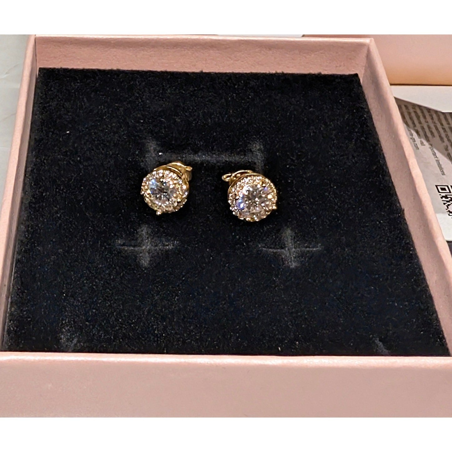 New 14K GP Gold Plated GRA Moissanite Stud Earrings Halo Brilliant Cut 1.0ct D