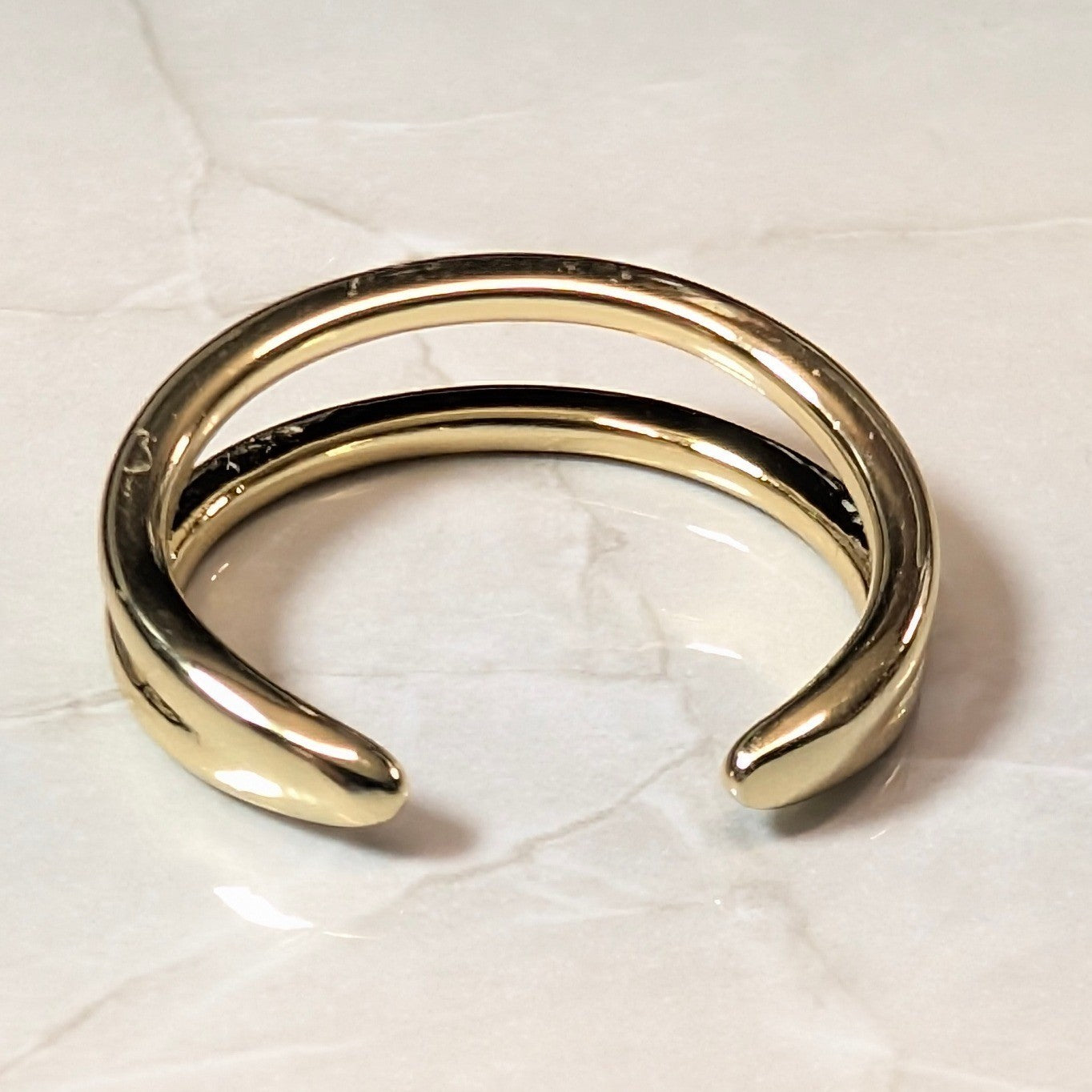 New 14K GF Gold Filled Double Band Open Cuff Ring Size 4 Minimalist