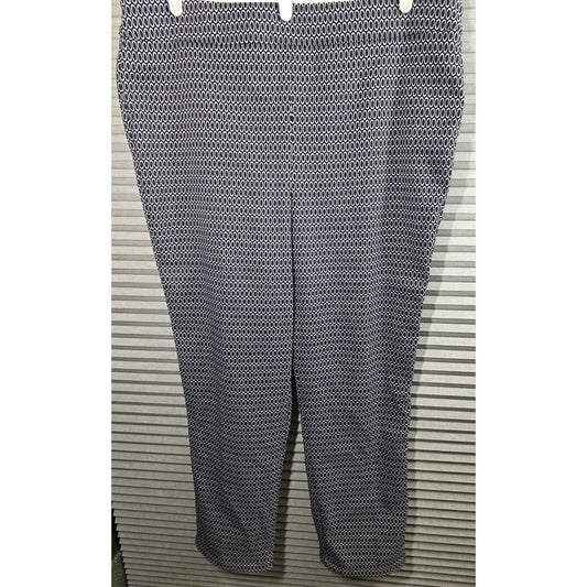 JM Collection Pull On Pants Plus Size 2X XXL Black White Stretch Tummy Control