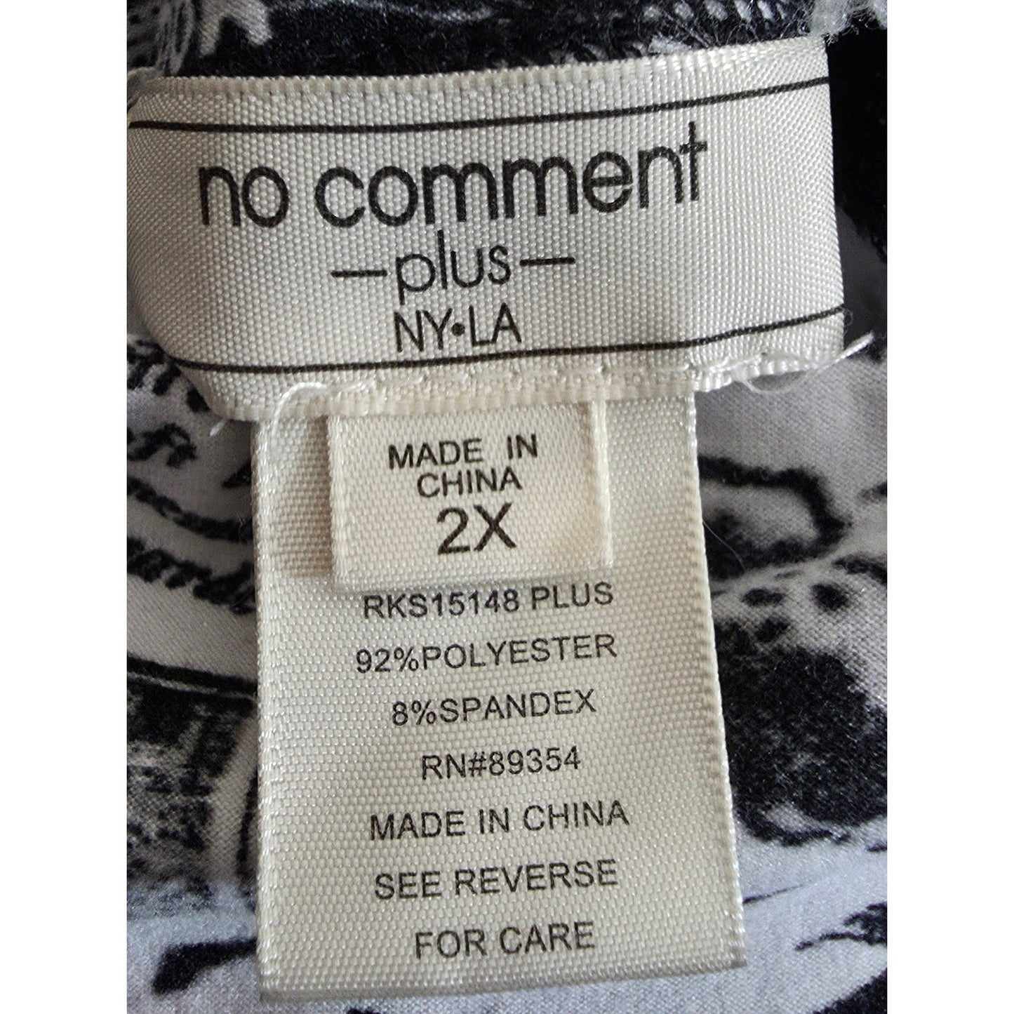 No Comment Newspaper Print Leggings Plus Size 2X Black White High Rise Stretch