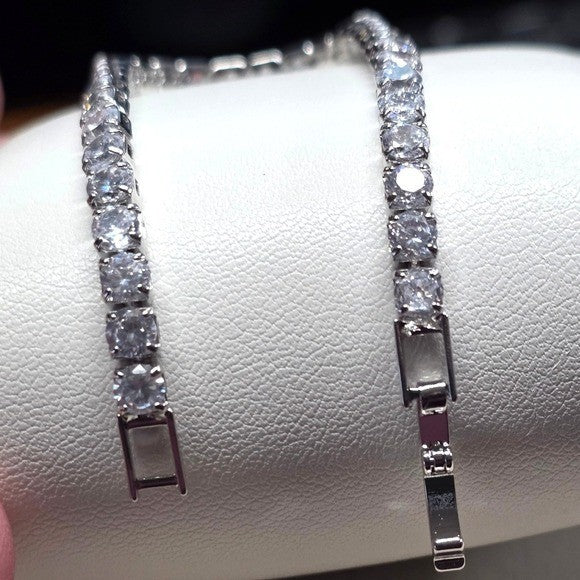 New Tennis Bracelet 7.5 in Silver Plated Round Cut 5A AAAAA CZ Cubic Zirconia
