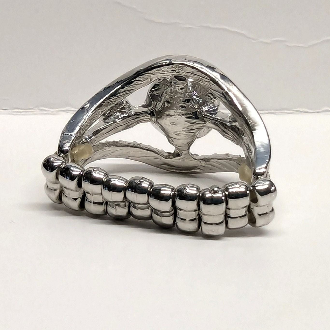 New Red Clear Rhinestones Statement Ring Silver Tone Stretch Band Plus Size