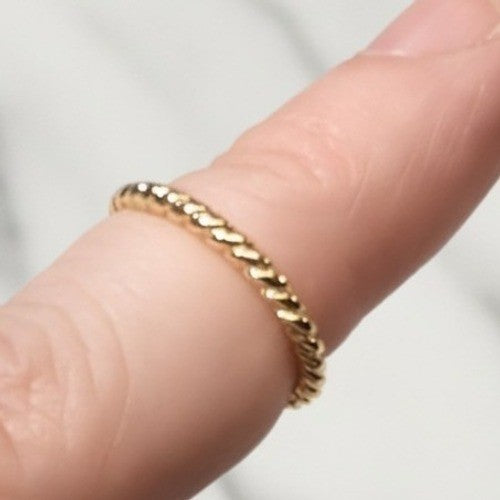New 14K Gold GF Filled Twisted Rope Open Finger Toe Midi Ring Size 3.75 Stacking
