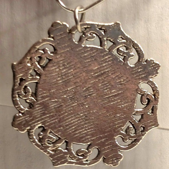 Handmade Vtg New Faux Turquoise Filigree Pendant Charm Silvertone Boho Southwest