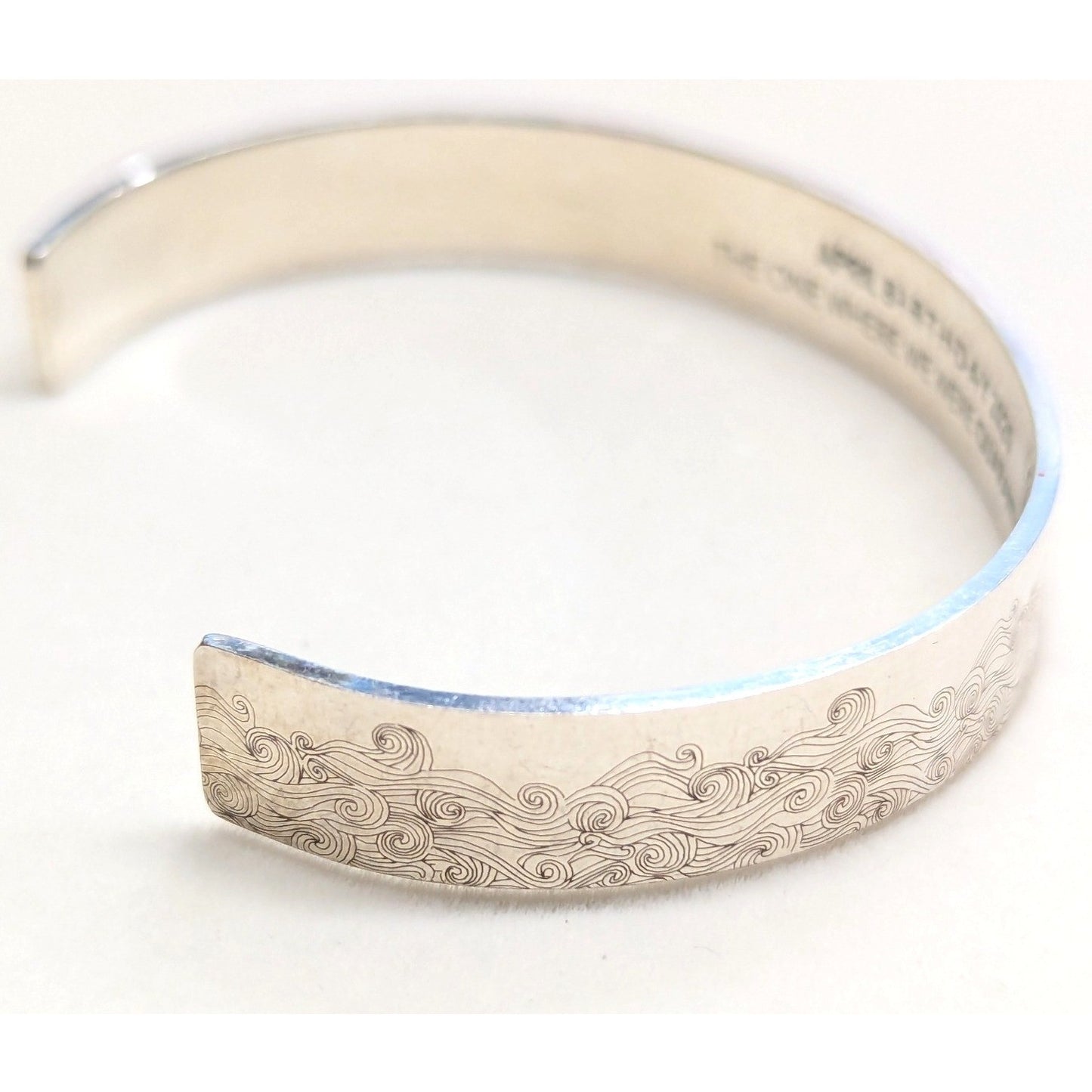 Magical Wave Engraved Cuff Bracelet Silvertone April Birthday 2020 Quarantined