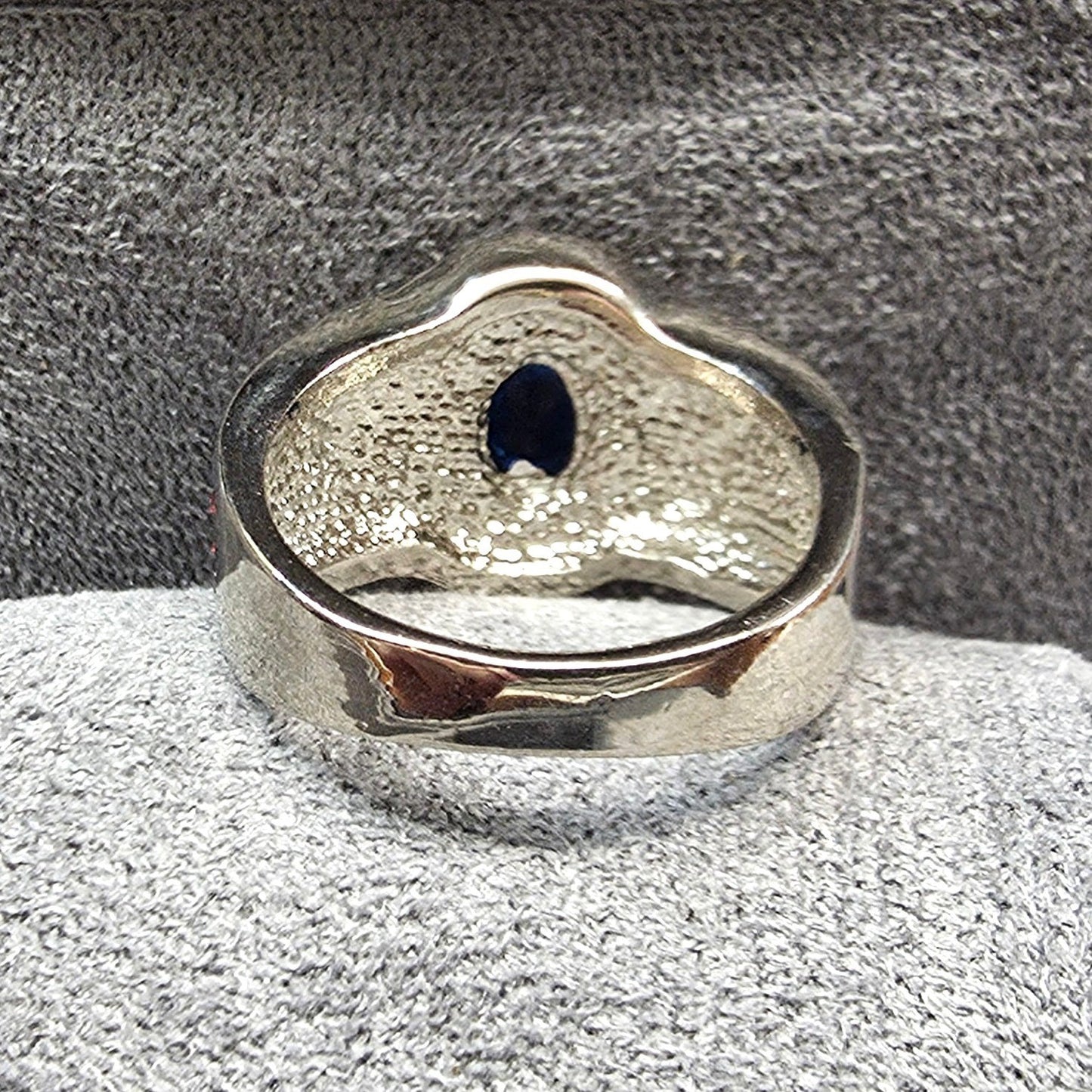 New Statement Signet Ring Size 8 Silver Tone Red Blue Rhinestones Pave Patriotic