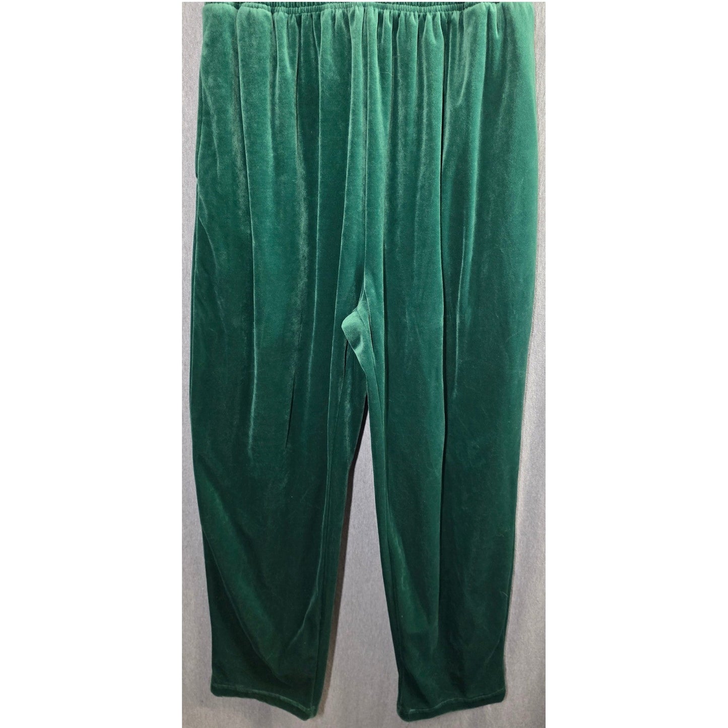 Vintage EZ Gear Sweat Pants PLus Size XL Green Velour Plush Velvety Pockets