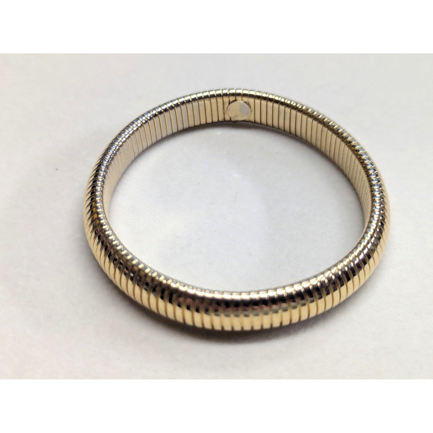 Vtg Stretch Omega Expansion Snake Cobra Bracelet Tubogas Gaspipe Bangle Goldtone
