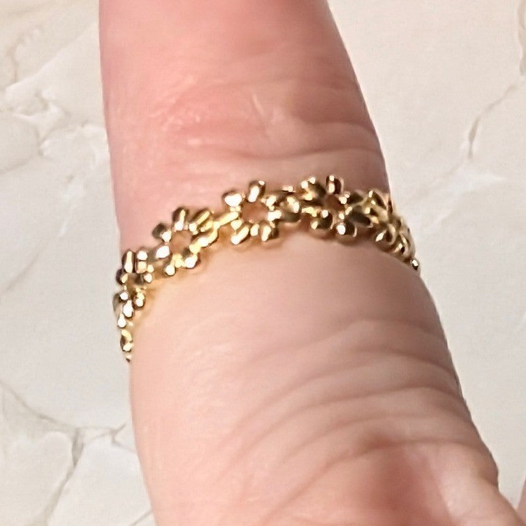14K GF Gold Filled Daisy Flower Band Finger Toe Ring Size 4 Floral
