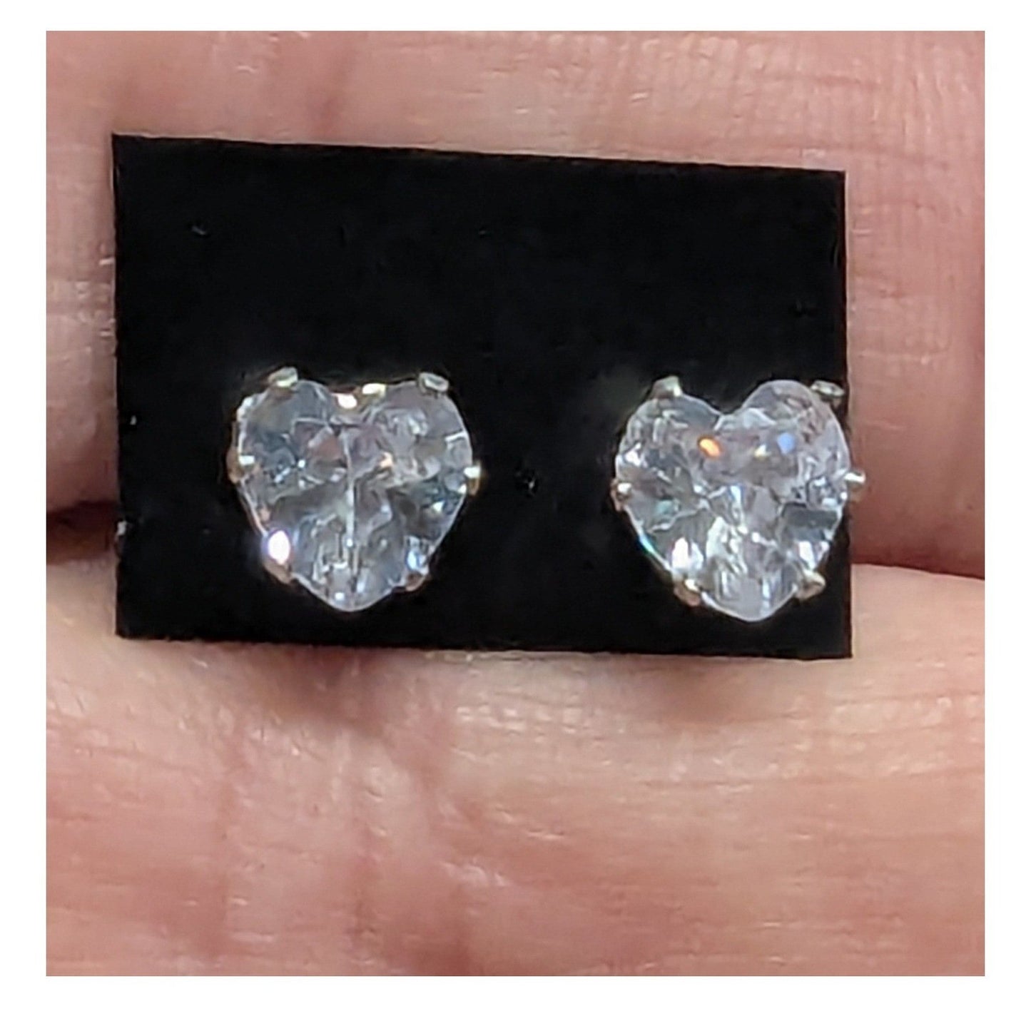 New Heart Stud Earrings Silver Tone Clear Sparkling CZ Cubic Zirconia 1/4 Inch