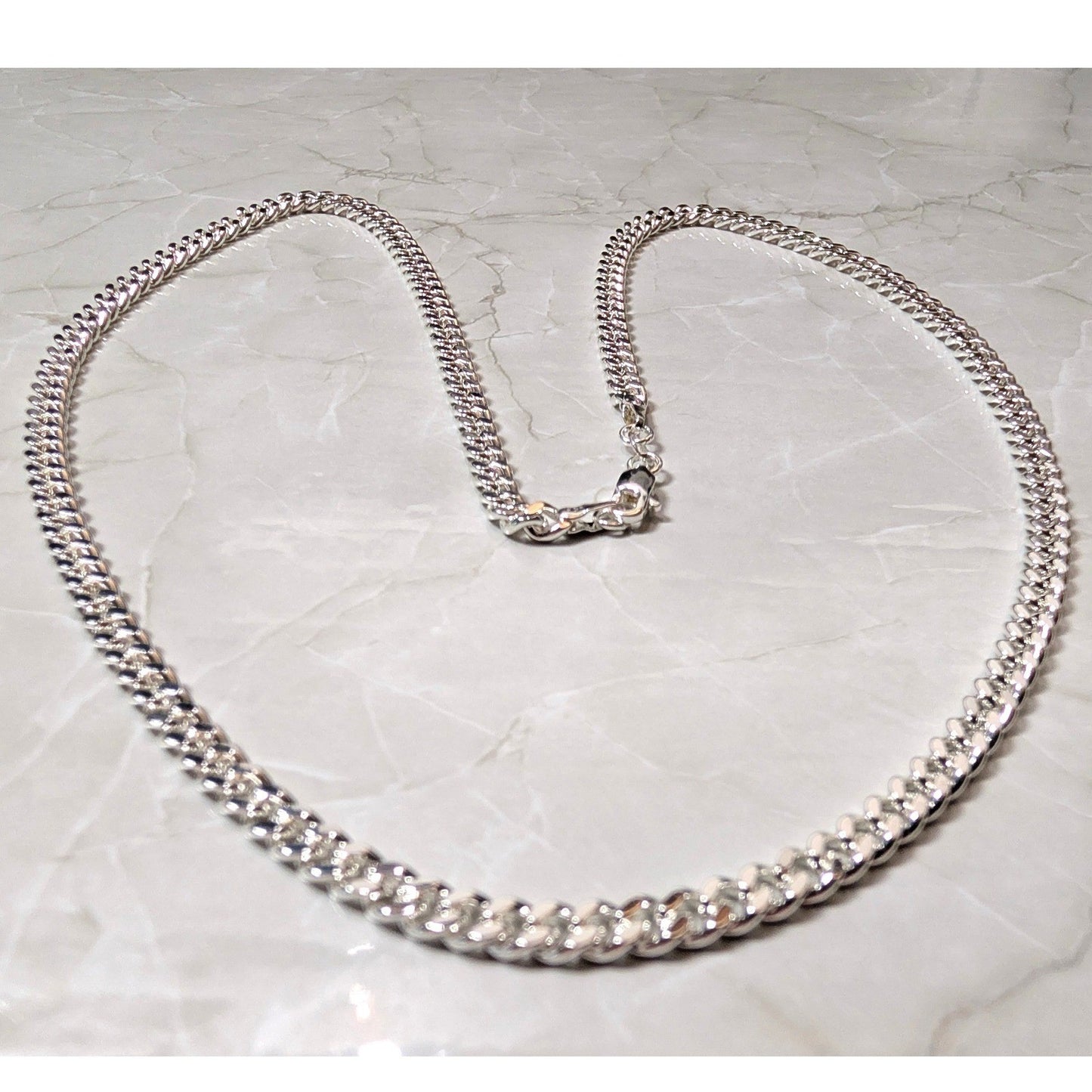New Sterling Silver 925 Italy Curb Cuban Link Chain Necklace 22 Inch Lobster