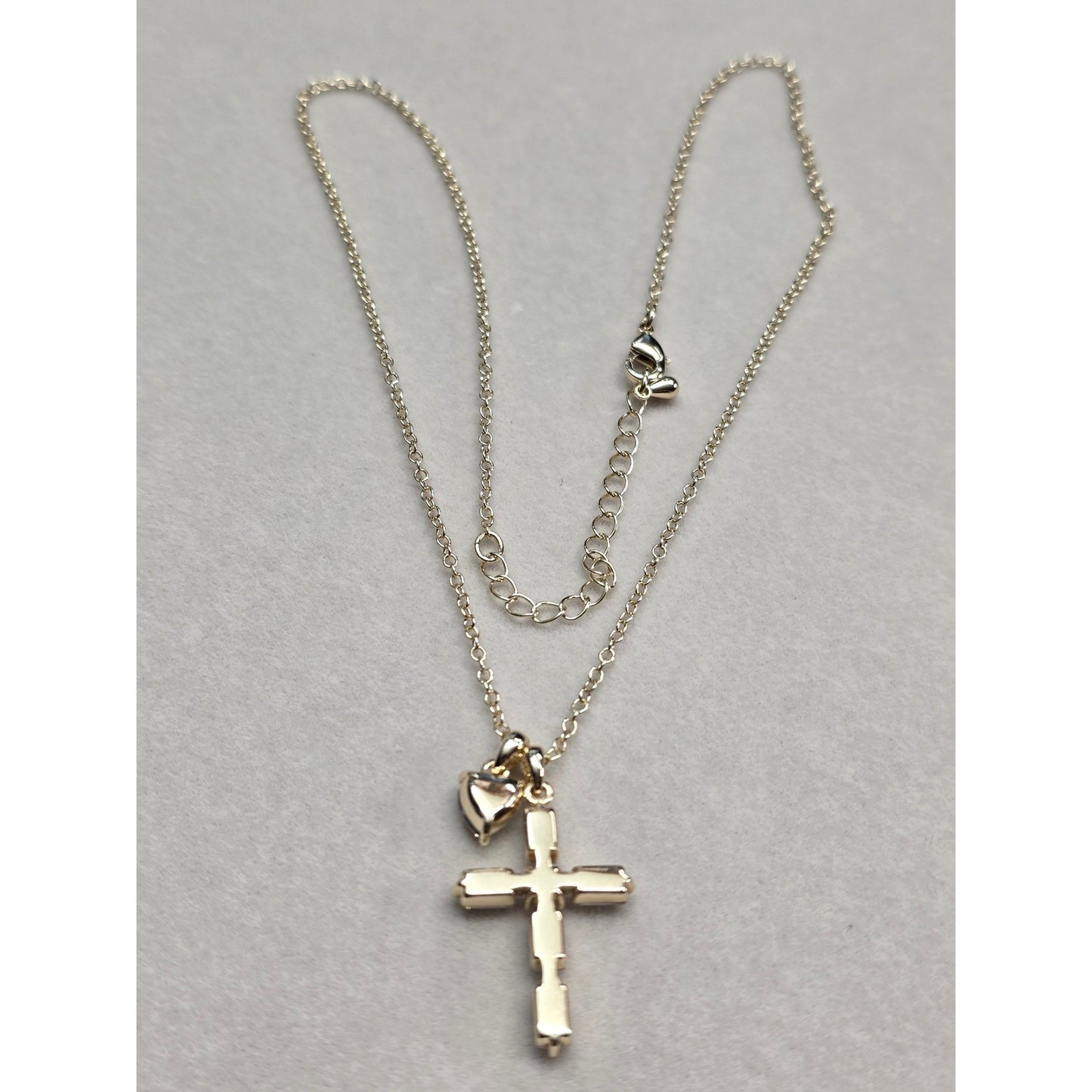 New Gift Box Gold PLated Cubic Zirconia CZ Cross Heart Pendants Necklace Charm