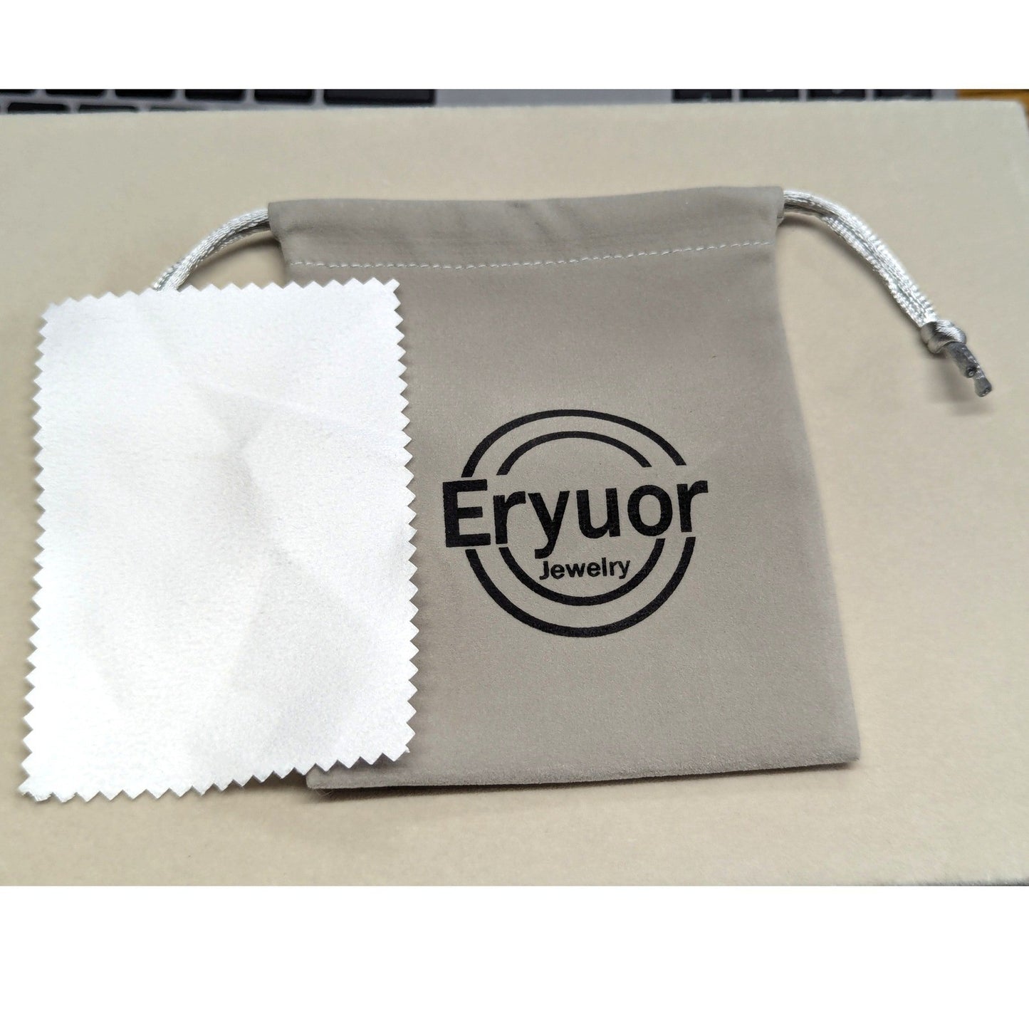 New Eryuor Jewelry Drawstring Dust Pouch with Polishing Cloth Velvety Gray