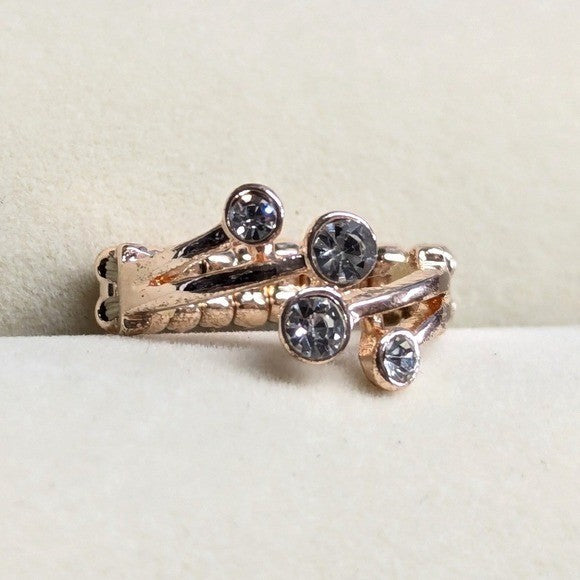 New Ring Rose Goldtone Clear Rhinestone Stretch Band