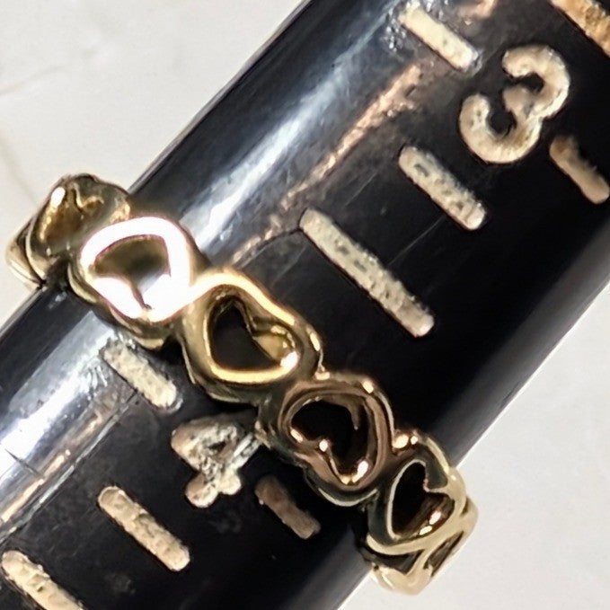 New 14K GP Gold PLated Heart Cutout Sz 3.75 Band Ring Open Finger Toe Love Gift