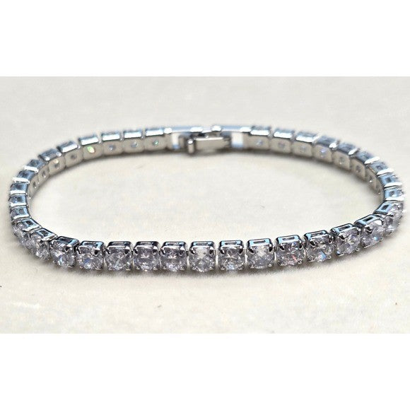 New Tennis Bracelet 7.5 in Silver Plated Round Cut 5A AAAAA CZ Cubic Zirconia