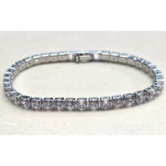 New Tennis Bracelet 7.5 in Silver Plated Round Cut 5A AAAAA CZ Cubic Zirconia