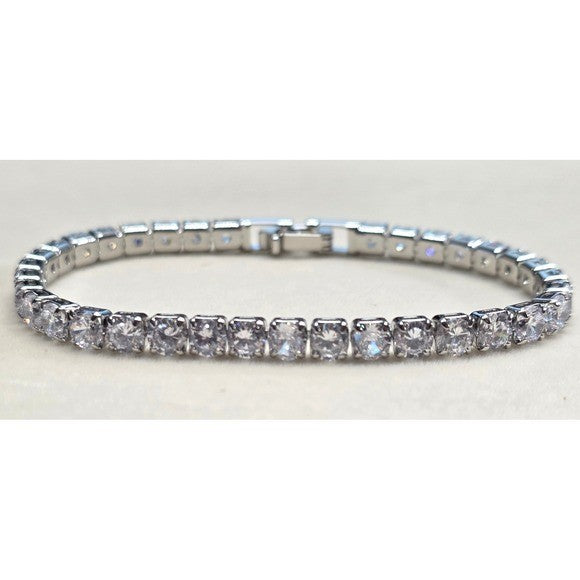 New Tennis Bracelet 7.5 in Silver Plated Round Cut 5A AAAAA CZ Cubic Zirconia