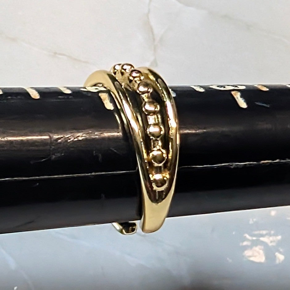 New 14K GF Gold Filled 3.75 Triple Row Band Beaded Ring Stacked Multi Finger Toe