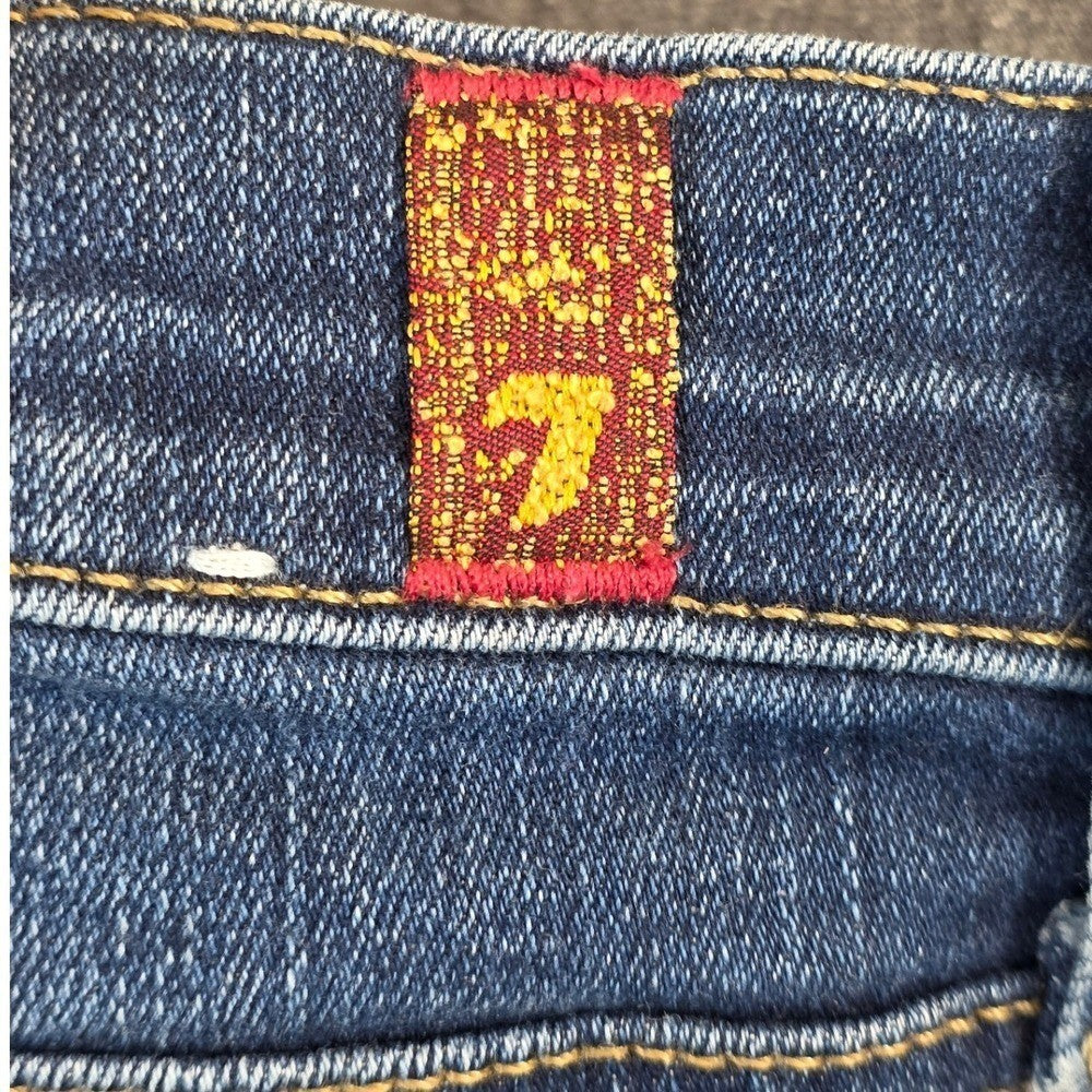 7 Seven For All Mankind The Ankle Skinny Jeans Womens 29 Blue Raw Hem Stretch