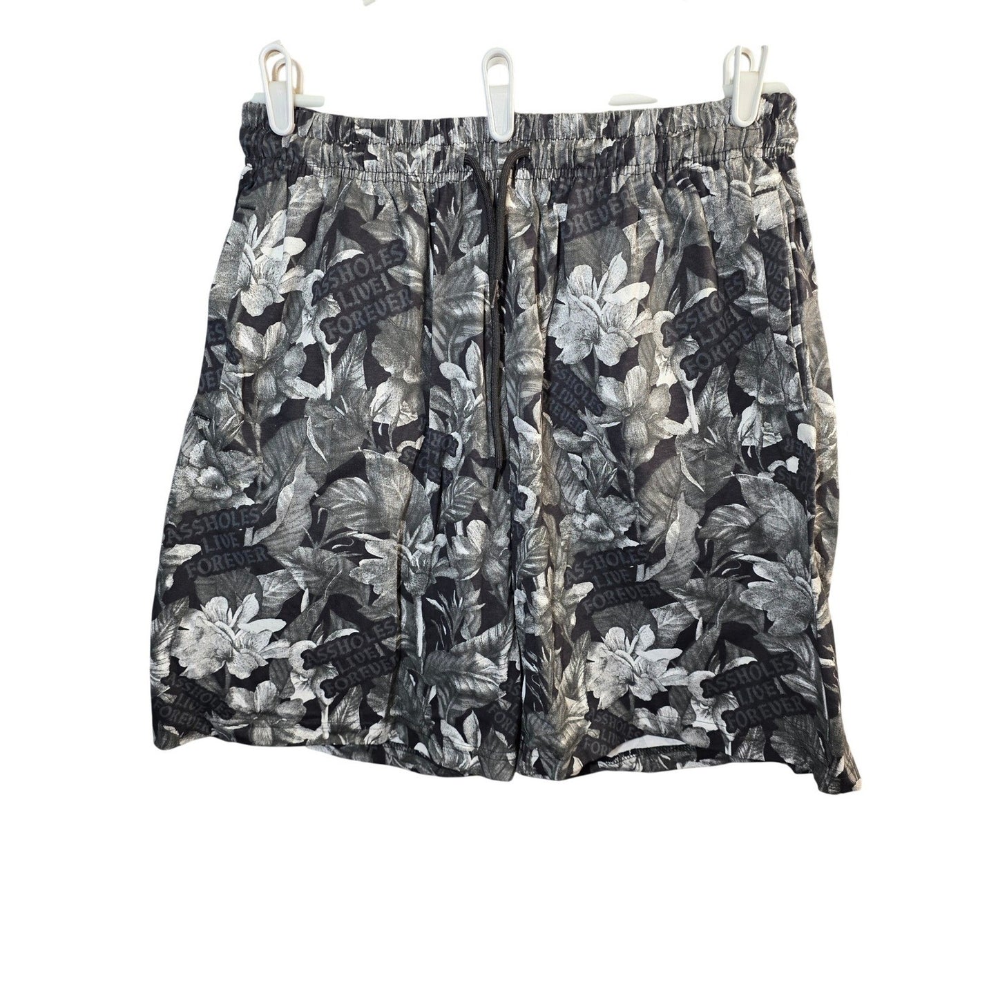 New Live Forever Floral ALF Shorts Big Mens PLus Size XXL Black Pockets