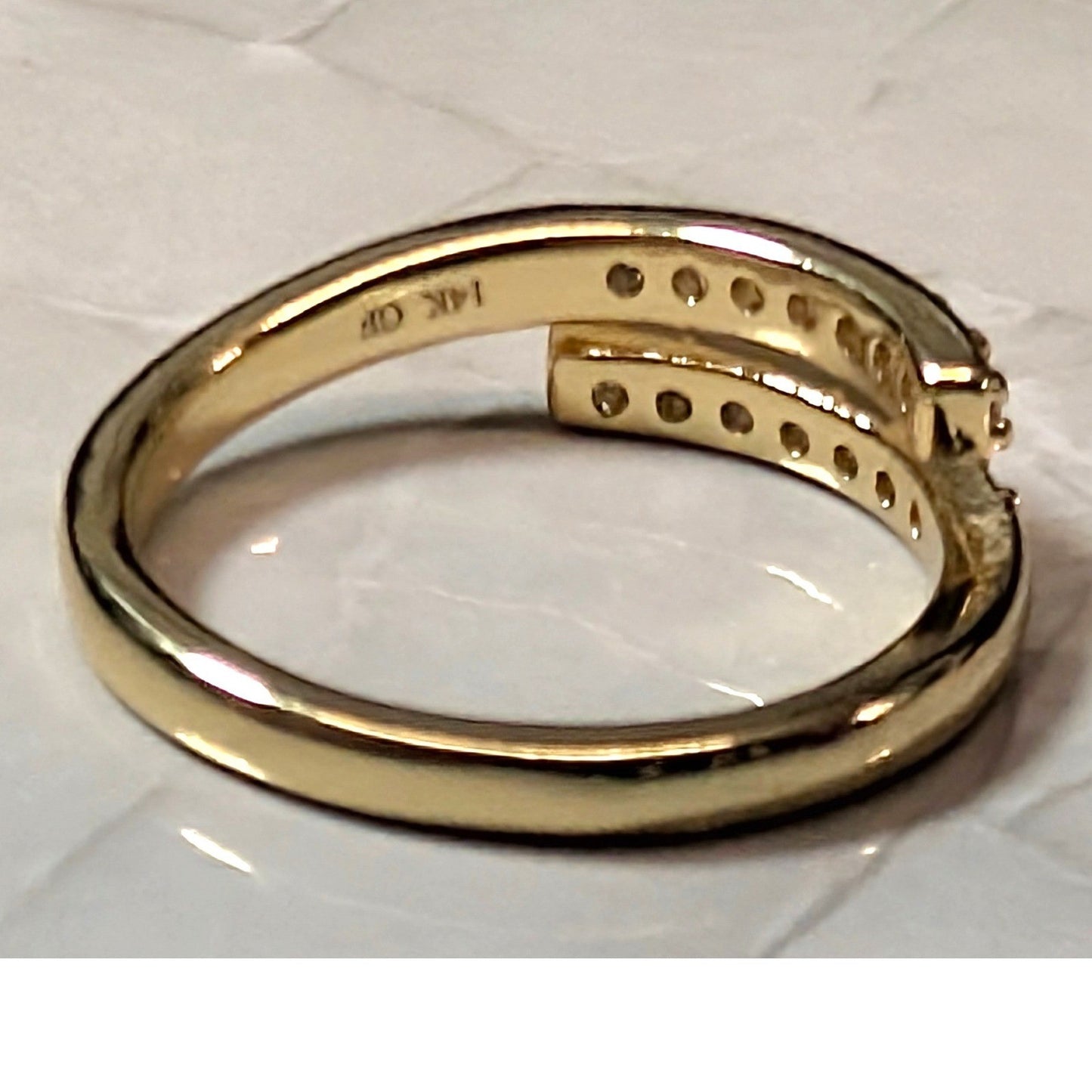 New Bypass Ring Gold Plated Size 3.5 Gold 14K GF Gold Filled CZS 2 Row Band Wrap
