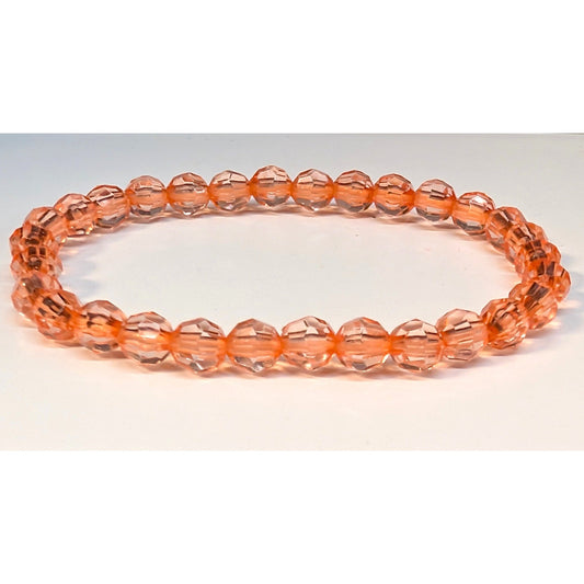 New Beaded Stretch Bracelet Peach Faceted Translucent Boho Stackable Colorful