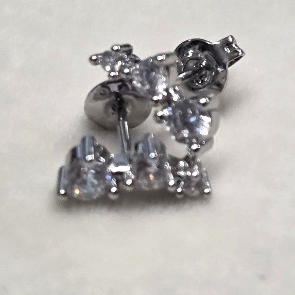 New AAAAA 5A Cubic Zirconia CZ Graduated Climber 925 Posts PLated Stud Earrings