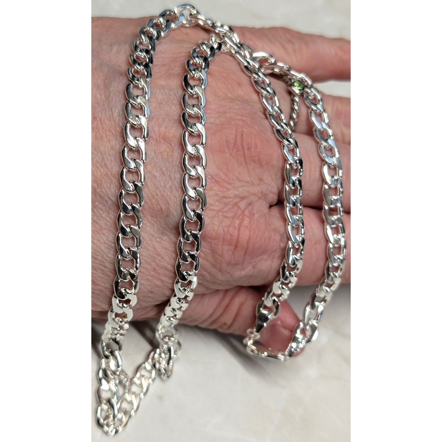 New Sterling Silver 925 Cuban Curb Link Chain Necklace 22" 6MM Polished Flat