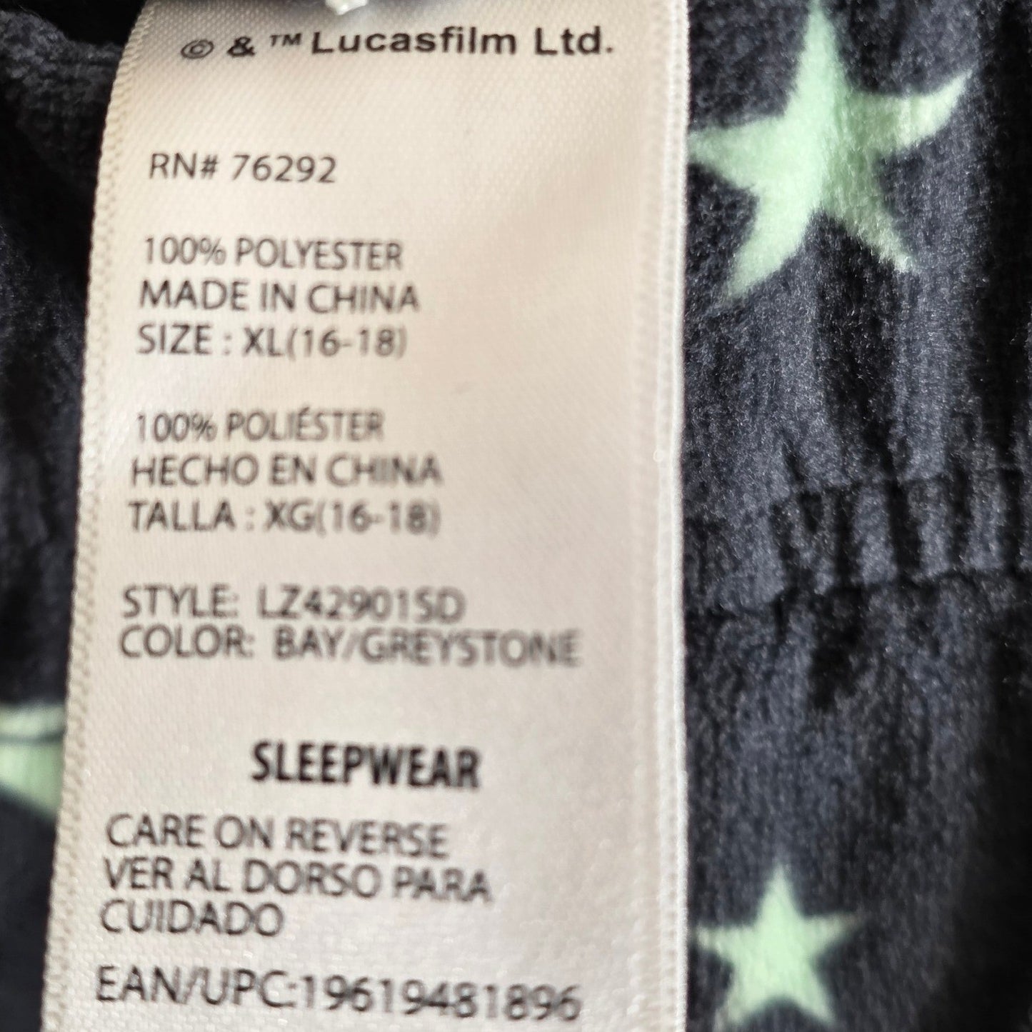 Lucasfilm Star Wars Grogu Baby Yoda Pajama Pants Womens XL 16 18 Black Green