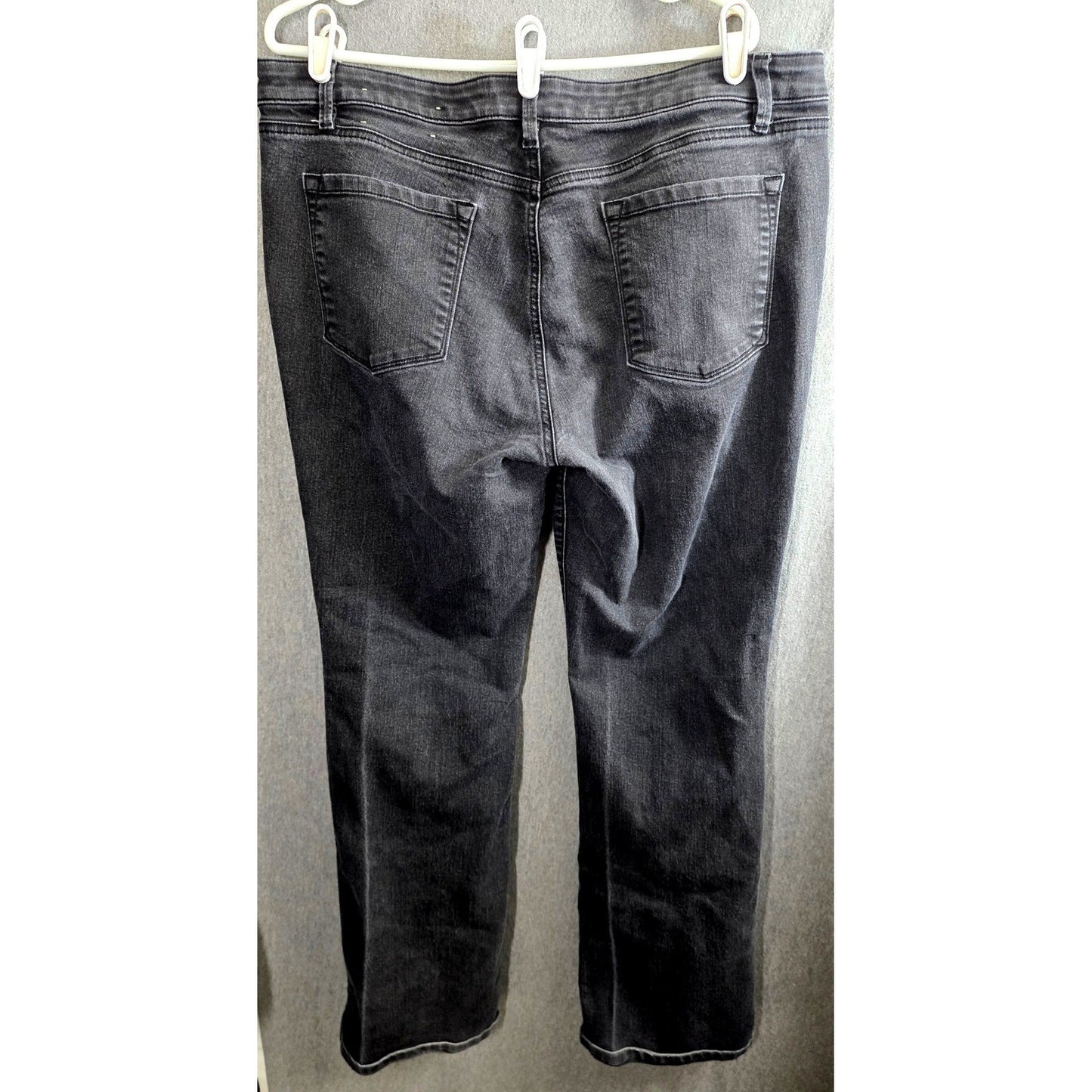 Ann Taylor LOFT Modern Boot Jeans 34/18T 34 18 Tall Black Denim Stretch Long