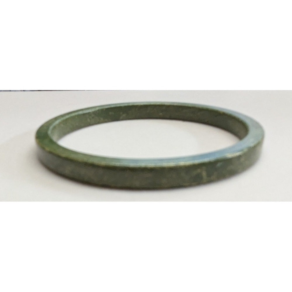 Vintage PLastic Faux Jadeite Bangle Bracelet Green Marble Slim Round Stacking