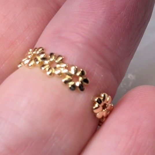 14K GF Gold Filled Daisy Flower Band Finger Toe Ring Size 4 Floral