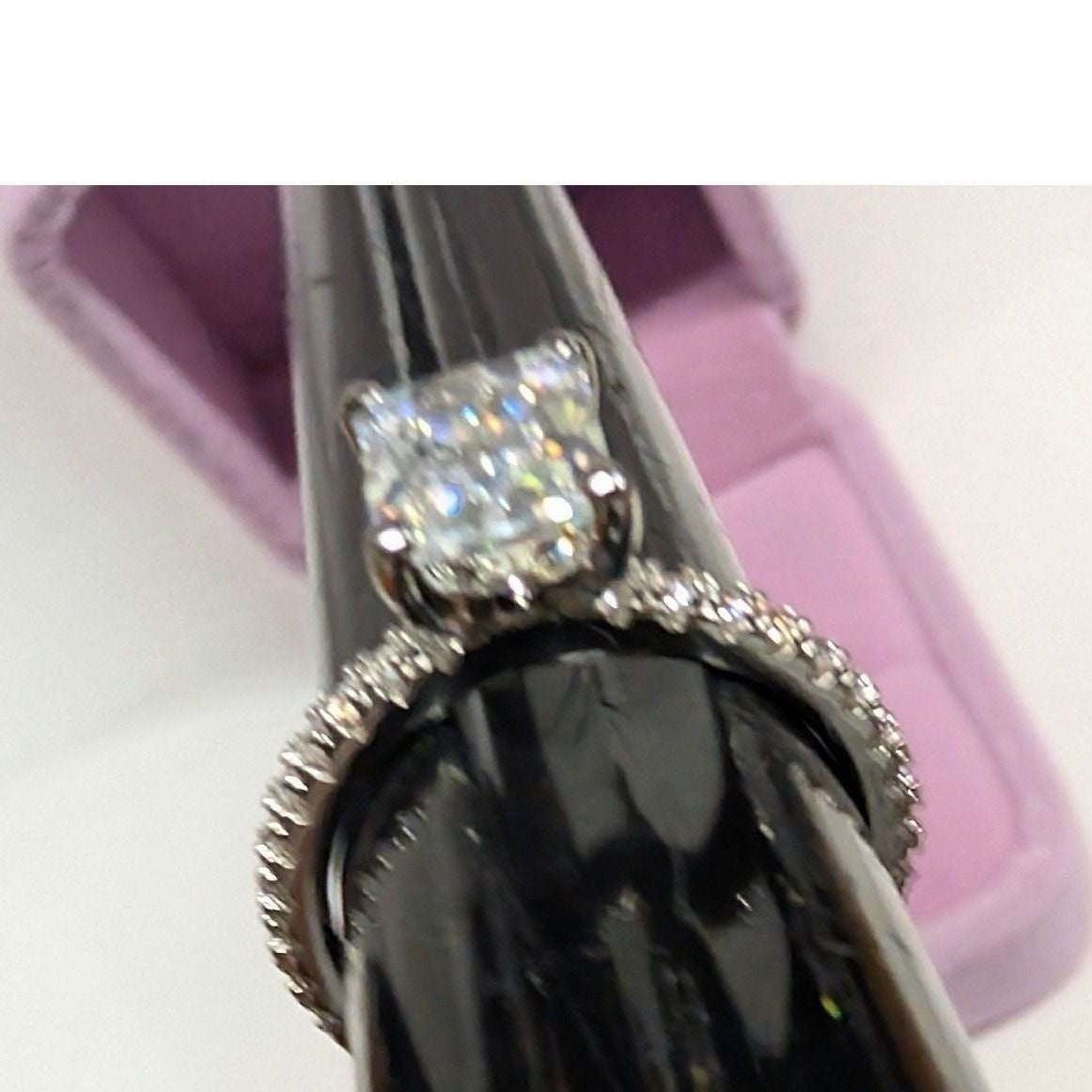 New in Box 14K Gold Radiant Cut Cubic Zirconia Engagement Ring Size 7.25 Pave CZ