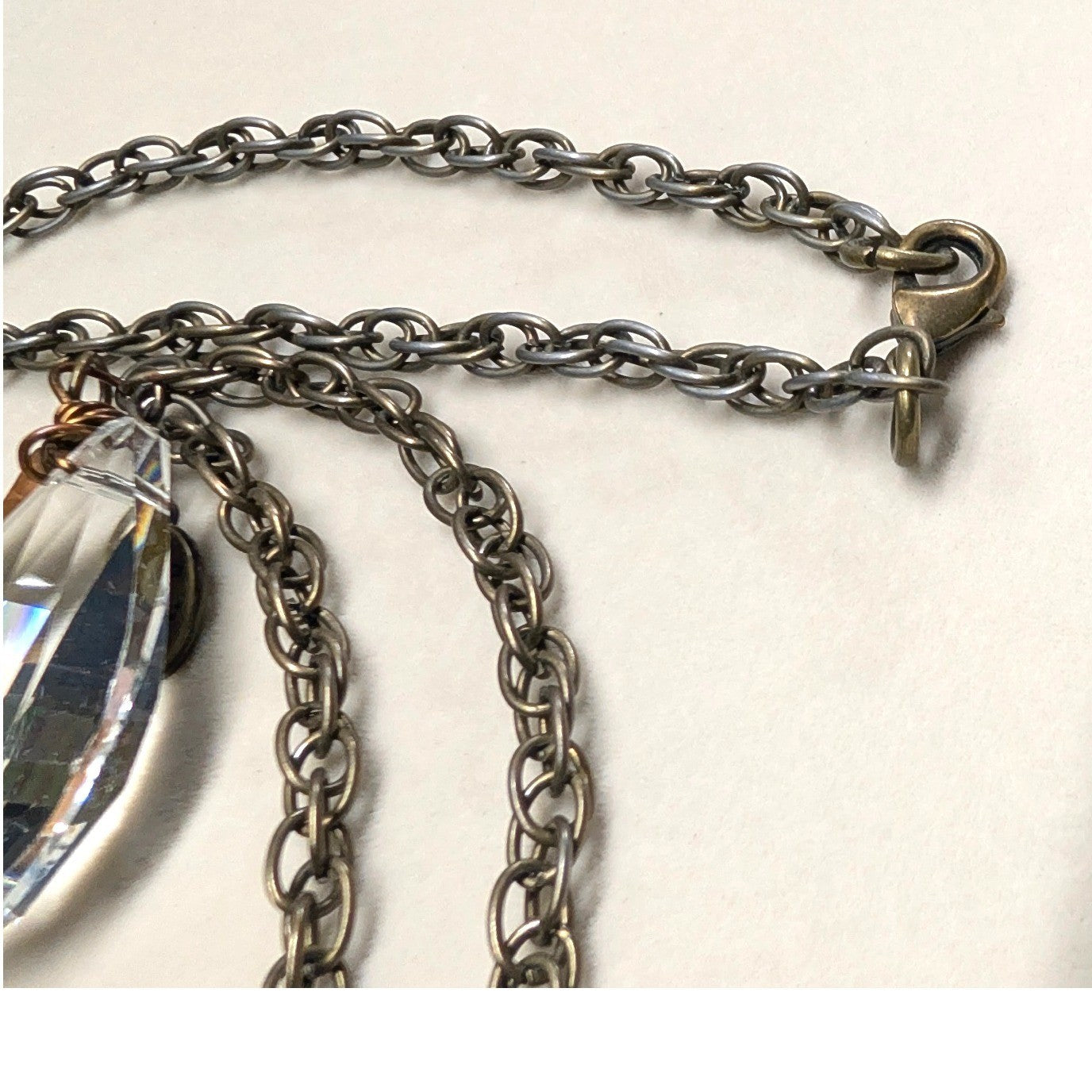 Lucy's Inspired Copper Trust More Crystal Prism Pendant Necklace Bronze Faceted