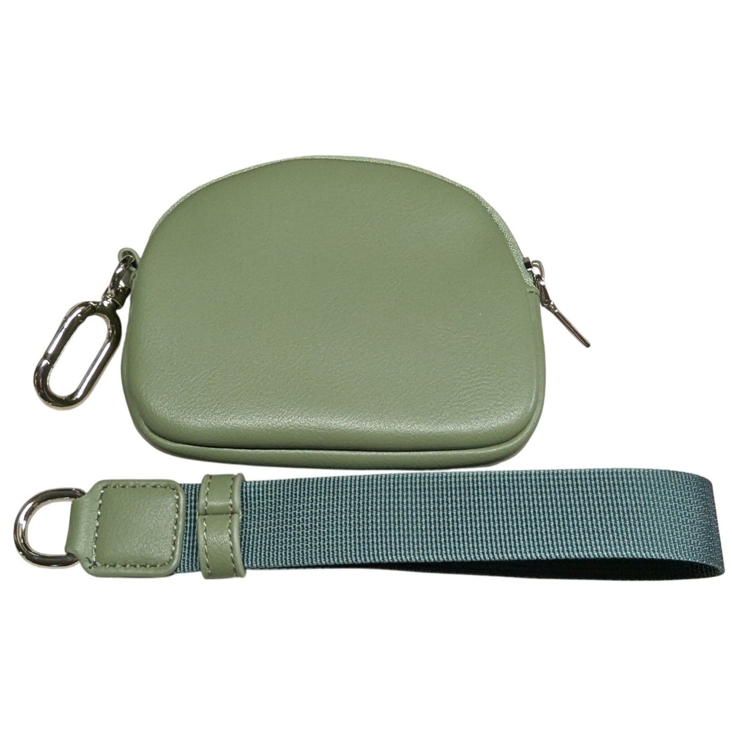 New Coin Pouch Purse Wristlet Heavy Ring Clip Handle Sage Green Zipper Keychain