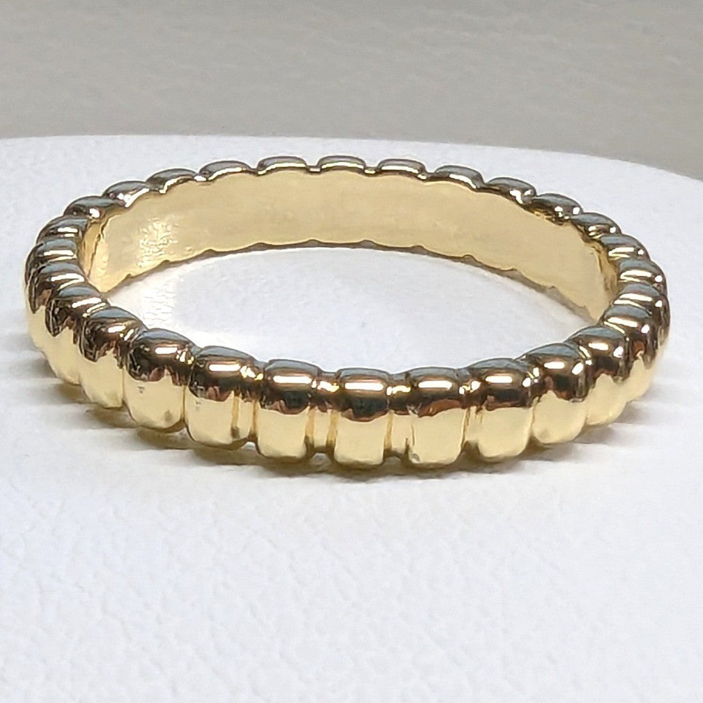 New 14k GP Gold Plated Ribbed Textured Band Ring Women Sz 8.5 GoldTone Stackable