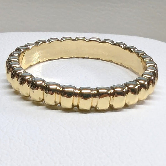 New 14k GP Gold Plated Ribbed Textured Band Ring Women Sz 8.5 GoldTone Stackable