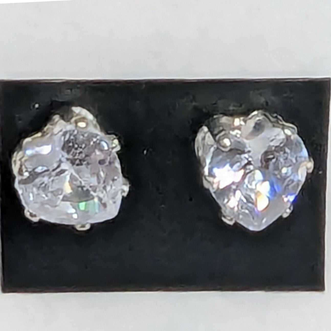 New Heart Stud Earrings Silver Tone Clear Sparkling CZ Cubic Zirconia 1/4 Inch