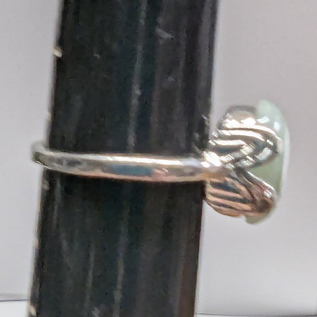New Silver Tone Oval Green Cold Stone Cabochon Ring Plus Size 9.75