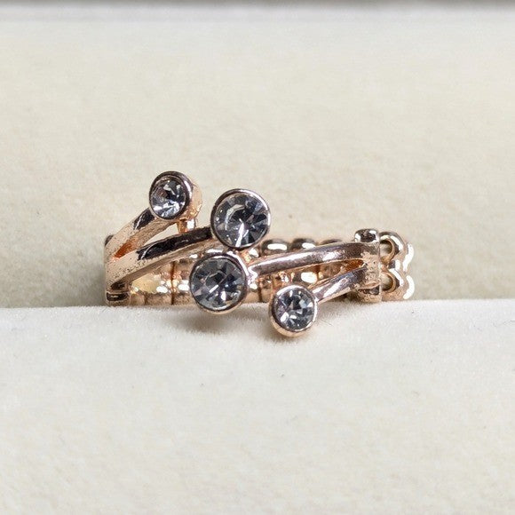 New Ring Rose Goldtone Clear Rhinestone Stretch Band